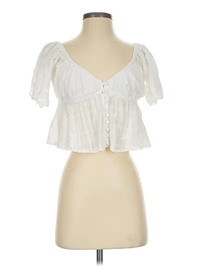 Pre-owned Sabo Short Sleeve Blouse In White