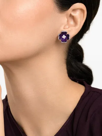 Saboo Fine Jewels Flower Diamond Earrings In Silver