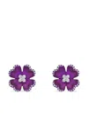 Saboo Fine Jewels Titanium Diamond Flower Earrings In Purple