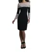 Saboroma Off The Shoulders Appliquéd Cocktail Dress In Black/beige