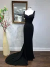 Saboroma Sweetheart Neck Evening Gown With Slit In Black