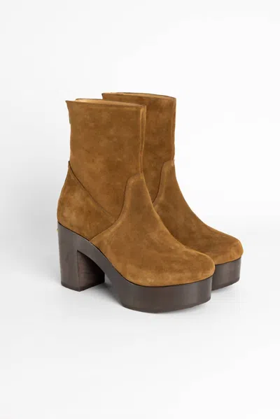 Sabot Youyou Women's Yerk Velvet Ankle-boot Clogs In Velvet Leather Acacia In Multi