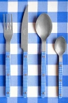 Sabre 4 Piece Bistro Gingham Flatware Set In Blue At Urban Outfitters