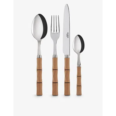 Sabre Bamboo Light Bamboo-handle 24-pieces Stainless-steel Cutlery Set