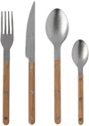 Sabre Beige Bistrot Vintage Teak Flatware Set, 24 Pcs In Teak Wood