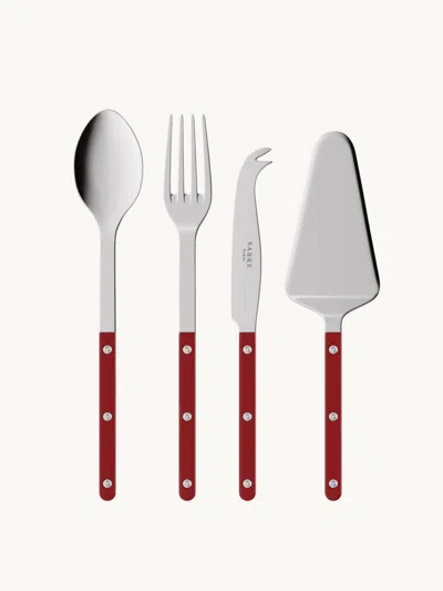 Sabre Bistrot Serving Set Burgundy In Silver