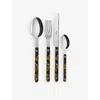 Sabre Faux Tortoise Bistrot Stainless-steel And Teak Cutlery Set Of Four In Faux Tortoise
