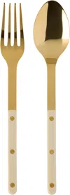 Sabre Gold & Off-white Bistrot Serving Set In Ivory