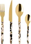 Sabre Gold Bistrot Dune Flatware Set, 4 Pcs In Dune
