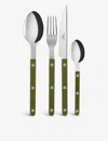 Sabre Green Fern Bistrot Stainless-steel Cutlery Set Of 24 In Green Fern