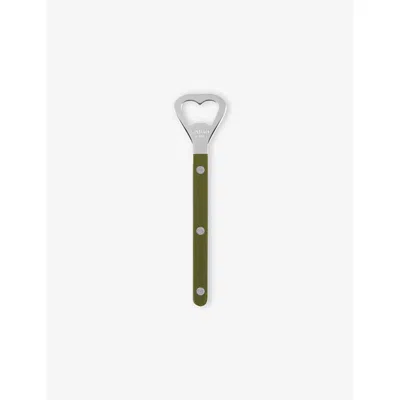 Sabre Engraved Stainless-steel Teak Bottle Opener Green Fern