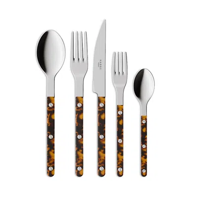 Sabre Paris Bistrot Faux Tortoise 5 Piece Flatware Set In Brown