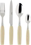 Sabre Silver & Beige Djembe Flatware Set, 4 Pcs In Horn