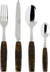 Sabre Silver & Brown Djembe Flatware Set, 4 Pcs In Tortoise