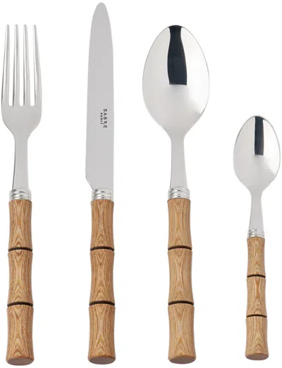 Sabre Tan Bamboo Flatware Set, 24 Pcs In Light Bamboo
