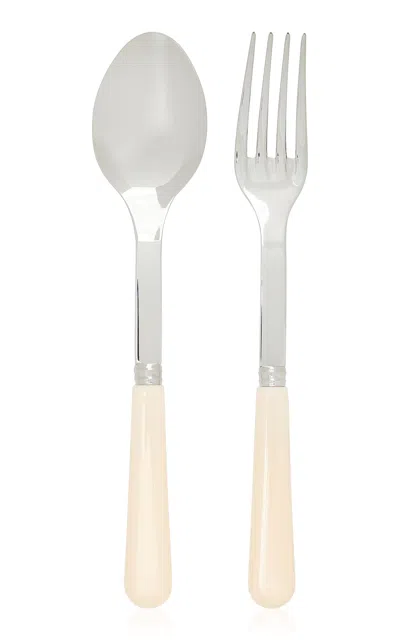 Sabre Two-piece Pop Stainless Steel Serving Set In Ivory