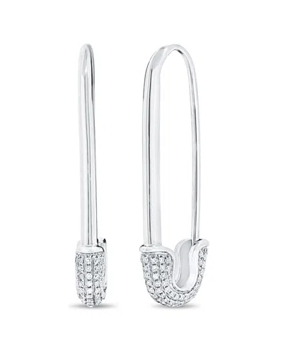 Sabrina Designs 14k 0.62 Ct. Tw. Diamond Safety Pin Earrings In Metallic