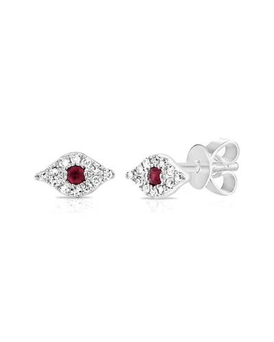 SABRINA DESIGNS SABRINA DESIGNS 14K 0.03 CT. TW. DIAMOND & RUBY EVIL EYE EARRINGS