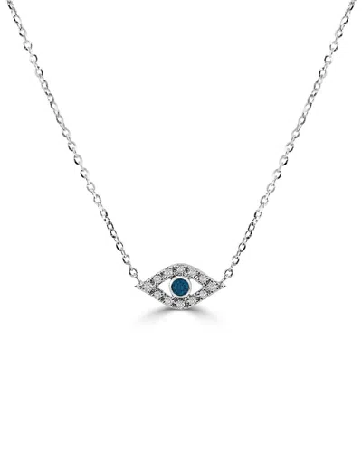 Sabrina Designs 14k 0.11 Ct. Tw. Diamond & Sapphire Evil Eye Necklace In Metallic