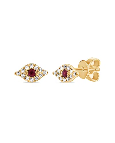 Sabrina Designs 14k 0.12 Ct. Tw. Diamond & Ruby Evil Eye Studs
