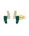 Sabrina Designs 14k 0.13 Ct. Tw. Diamond & Malachite Lightning Bolt Stud Earrings In Green