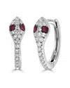 Sabrina Designs 14k 0.13 Ct. Tw. Diamond & Ruby Snake Huggie Earrings