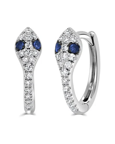 Sabrina Designs 14k 0.14 Ct. Tw. Diamond & Sapphire Snake Huggie Earrings In Metallic