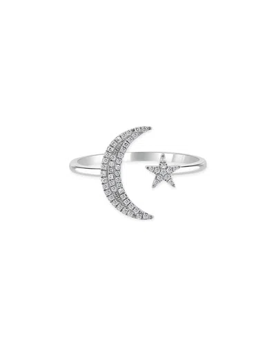 Sabrina Designs 14k 0.14 Ct. Tw. Diamond Open Moon & Star Ring In Metallic