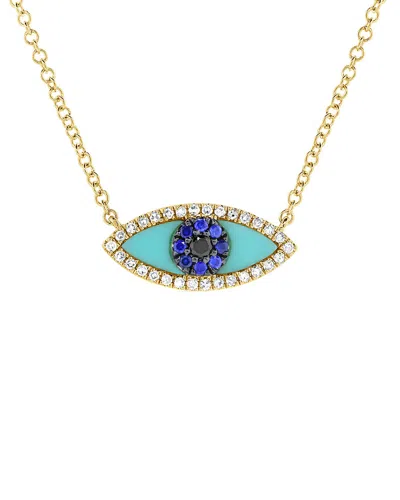 Sabrina Designs 14k Gold & Diamond Turquoise Evil Eye Necklace In Yellow