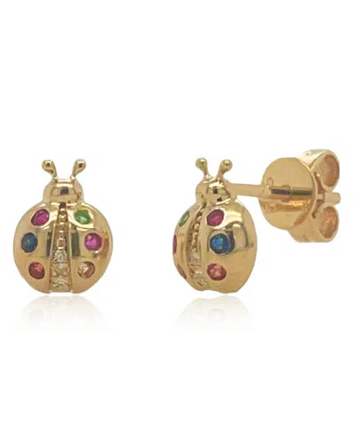 SABRINA DESIGNS SABRINA DESIGNS 14K 0.15 CT. TW. DIAMOND & SAPPHIRE LADYBUG EARRINGS
