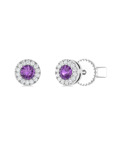 Sabrina Designs 14k 0.16 Ct. Tw. Diamond & Amethyst Studs In Green