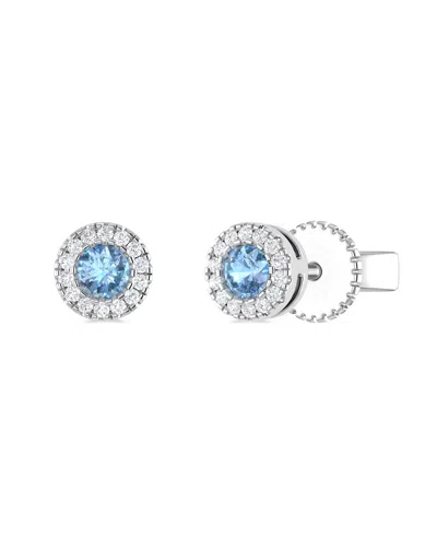 Sabrina Designs 14k 0.16 Ct. Tw. Diamond & Aquamarine Studs In Green