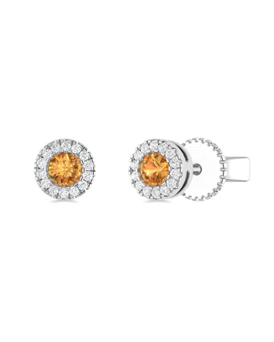 Sabrina Designs 14k 0.16 Ct. Tw. Diamond & Citrine Studs In Metallic