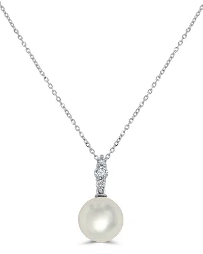 Sabrina Designs 14k 0.16 Ct. Tw. Diamond Pearl Pendant Necklace In Silver