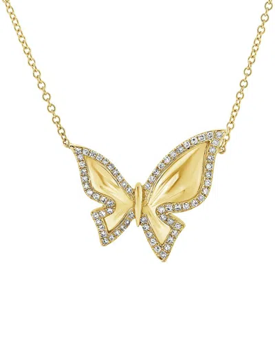 Sabrina Designs 14k 0.17 Ct. Tw. Diamond Butterfly Necklace In Brown