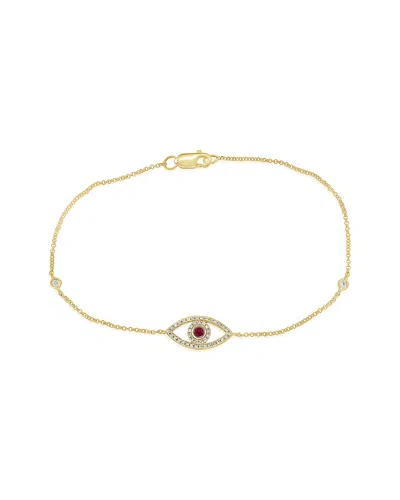 Sabrina Designs 14k 0.18 Ct. Tw. Diamond & Ruby Evil Eye Bracelet