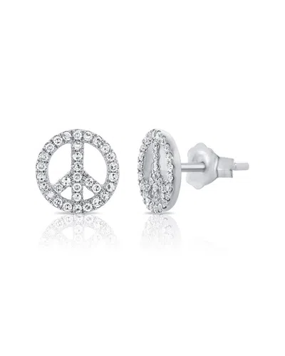 Sabrina Designs 14k 0.18 Ct. Tw. Diamond Peace Sign Studs In Metallic