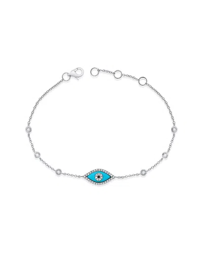 Sabrina Designs 14k 0.19 Ct. Tw. Diamond Evil Eye Bracelet In Blue