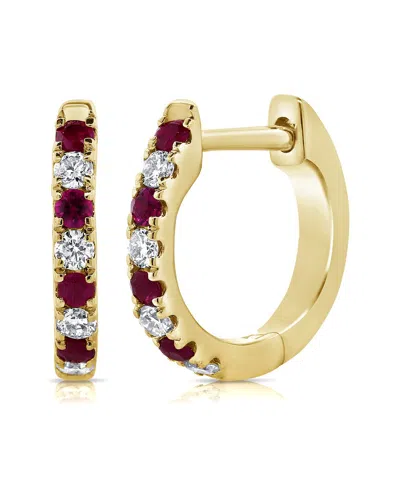 Sabrina Designs 14k 0.20 Ct. Tw. Diamond & Ruby Huggie Earrings In Gold