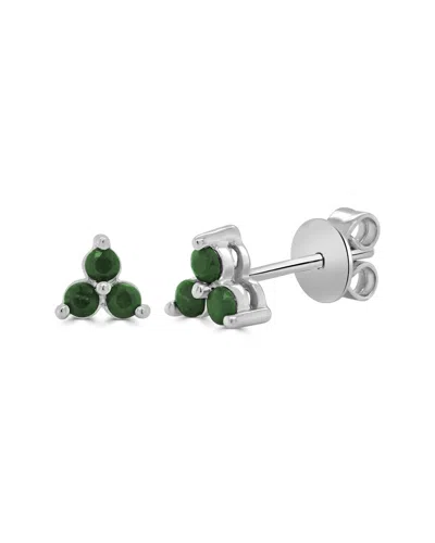 Sabrina Designs 14k 0.24 Ct. Tw. Diamond & Emerald 3-stone Stud Earrings In Neutral