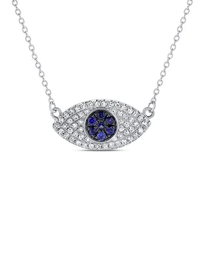 Sabrina Designs 14k 0.24 Ct. Tw. Diamond & Sapphire Evil Eye Necklace In White
