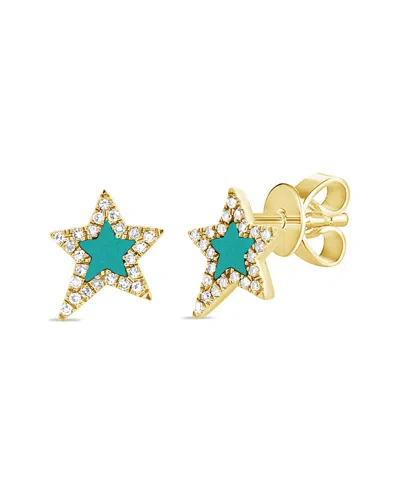 Sabrina Designs 14k 0.27 Ct. Tw. Diamond & Turquoise Star Studs