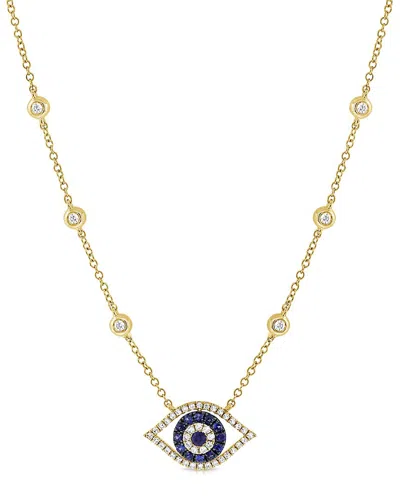 SABRINA DESIGNS SABRINA DESIGNS 14K 0.39 CT. TW. DIAMOND & SAPPHIRE LAYERED EVIL EYE NECKLACE