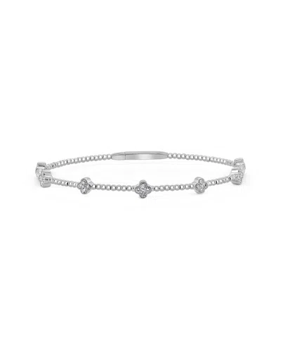 Sabrina Designs 14k 0.45 Ct. Tw. Diamond Clover Flex Bangle Bracelet In Silver