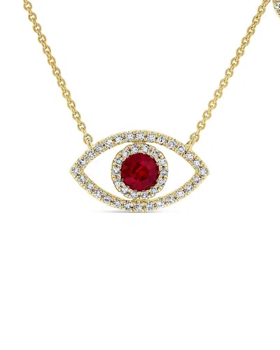 Sabrina Designs 14k 0.46 Ct. Tw. Diamond & Ruby Evil Eye Necklace