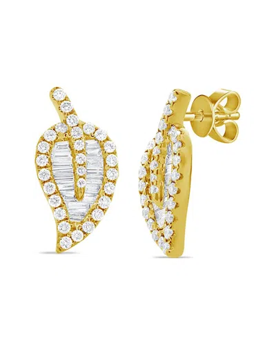 Sabrina Designs 14k 0.46 Ct. Tw. Diamond Leaf Studs In Multi