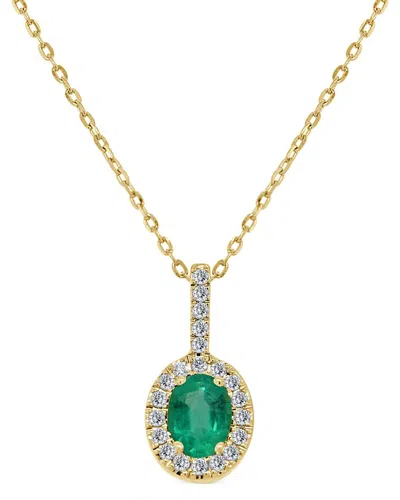 Sabrina Designs 14k Gold, Emerald & Diamond Pendant In Yellow