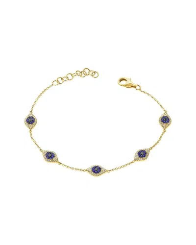 Sabrina Designs 14k 0.48 Ct. Tw. Diamond & Sapphire Evil Eye Station Bracelet In Gold
