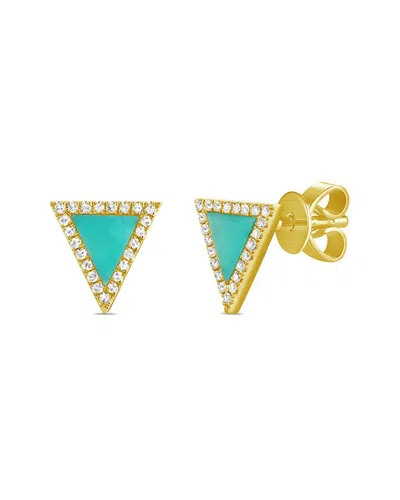 Sabrina Designs 14k 0.50 Ct. Tw. Turquoise Triangle Earrings In Green