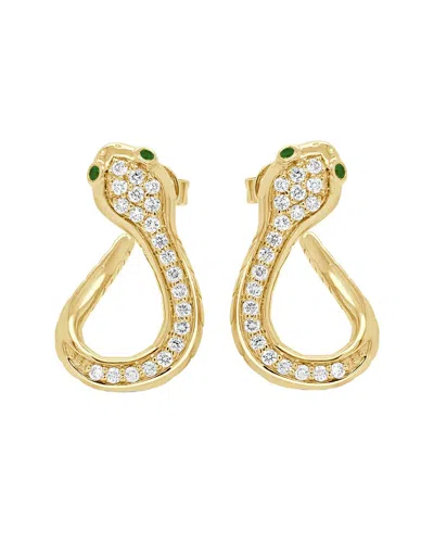 Sabrina Designs 14k 0.52 Ct. Tw. Diamond Emerald Huggie Snake Earrings In Gold